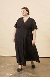 Poppy Flower Butterfly Sleeve Maxi Dress in Black + Copper | Boutique In USA, Dresses, $ 198.00, A Moment Of Now™