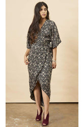 Art Deco Maxi Wrap Dress in Black + Cream | Boutique In USA, Dresses, $ 180.00, A Moment Of Now™