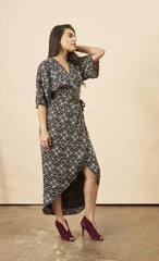 Art Deco Maxi Wrap Dress in Black + Cream | Boutique In USA, Dresses, $ 180.00, A Moment Of Now™