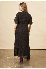 Poppy Flower Butterfly Sleeve Maxi Dress in Black + Copper | Boutique In USA, Dresses, $ 198.00, A Moment Of Now™