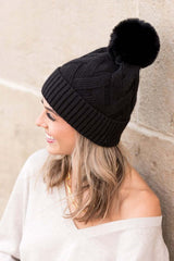Soft Chunky Knit Fur Pom Beanie Hat | Cozy & Stylish, Beanies, $ 35.00, A Moment Of Now™