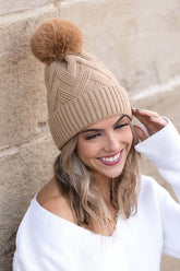 Soft Chunky Knit Fur Pom Beanie Hat | Cozy & Stylish, Beanies, $ 35.00, A Moment Of Now™
