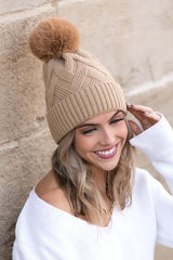 Soft Chunky Knit Fur Pom Beanie Hat | Cozy & Stylish, Beanies, $ 35.00, A Moment Of Now™