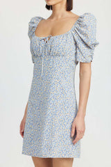 Bold Blue Floral Puff Sleeve Mini Dress, Dresses, $ 68.95, A Moment Of Now™