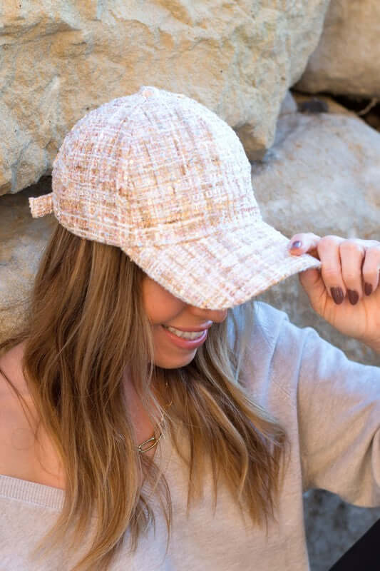 Tweed Sparkle Ball Cap Hat | Elevate Your Style, Caps, $ 43.95, A Moment Of Now™