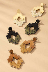 Aztec Wood & Feather Dangle Earrings - Unique Fashion Jewelry, Earrings, $ 12.95, A Moment Of Now™