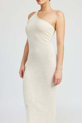 Cream White One Shoulder Party Maxi Dress, Dresses, $ 56.95, A Moment Of Now™