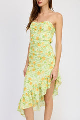 Floral Print Asymmetric Ruffle Midi Dress, Dresses, $ 75.00, A Moment Of Now™