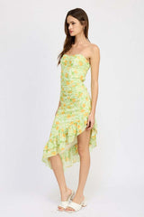 Floral Print Asymmetric Ruffle Midi Dress, Dresses, $ 75.00, A Moment Of Now™