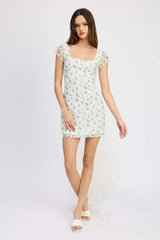 Charming Mini Floral Print Dress with Bow Detail, Dresses, $ 58.95, A Moment Of Now™