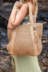 Izola Straw Carry All Tassel Tote - Stylish & Versatile, Totes, $ 51.95, A Moment Of Now™