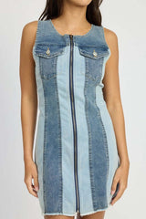 Blue Color Block Denim Mini Dress - Shop Now!, Dresses, $ 78.95, A Moment Of Now™
