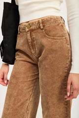 Sepia Brown Distressed Corduroy Wide Leg Pants, Pants, $ 75.00, A Moment Of Now™