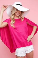 Fuchsia Fold Over Back Detailed Top - Chic & Stylish, Tops, $ 23.00, A Moment Of Now™