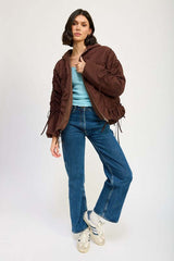 Stylish Ruched Puff Zip Up Jacket - Effortlessly Chic, Jackets, $ 119.95, A Moment Of Now™