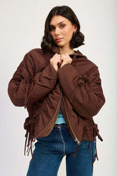 Stylish Ruched Puff Zip Up Jacket - Effortlessly Chic, Jackets, $ 119.95, A Moment Of Now™