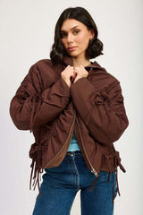 Stylish Ruched Puff Zip Up Jacket - Effortlessly Chic, Jackets, $ 119.95, A Moment Of Now™