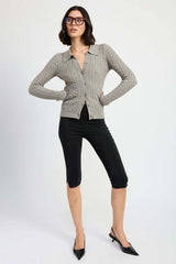 Stylish Grey Cable Knit Cardigan Top for Every Occasion, Cardigans, $ 77.95, A Moment Of Now™