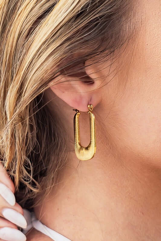 18K Stainless Steel Mini Rectangle Hoop Earrings, Earrings, $ 15.00, A Moment Of Now™