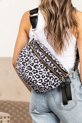 Dylan Oversize Leopard Double Zip Sling | Bold & Stylish, Sling Bags, $ 47.00, A Moment Of Now™