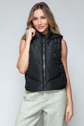 Black Zip Up Quilted Hooded Vest Jacket, Vests, $ 35.00, A Moment Of Now™