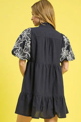 Dark Grey Tiered Embroidered Mini Dress, Dresses, $ 75.00, A Moment Of Now™