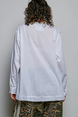 Ivory Lightweight Ruffle Trim Round Neck Woven Shirt | Boutique In USA, Shirts, $ 69.00, A Moment Of Now™