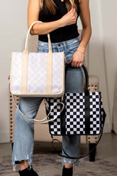 Dallas Checkered Tote Bag with Crossbody Strap | Aili's Corner, Bags, $ 55.00, A Moment Of Now™