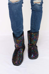 Black Sequin Thermal Flat Short Boots - Stylish Comfort, Boots, $ 29.00, A Moment Of Now™