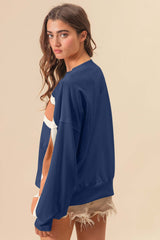 Blue French Terry Color Block Sweatshirt, Sweatshirts, $ 47.00, A Moment Of Now™