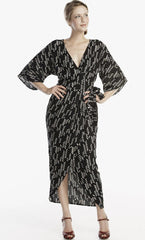 Stylized Feather Wrap Dress in Black + Cream | Boutique In USA, Dresses, $ 180.00, A Moment Of Now™