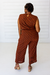 Leopard Sleeveless Jumpsuit in Sienna + Black | Boutique In USA, Jumpsuits, $ 140.00, A Moment Of Now™