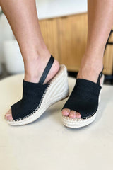 Black Peep Toe Platform Espadrille High Heel Sandals, Heeled Sandals, $ 39.00, A Moment Of Now™