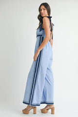 Periwinkle Blue Linen Mix Chevron Jumpsuit, Jumpsuits, $ 109.00, A Moment Of Now™