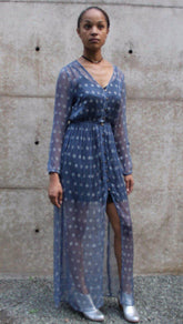 Starry Nights Chiffon Dress in Smoky Sapphire & Silver | Boutique In USA, Dresses, $ 108.00, A Moment Of Now™