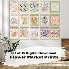 Instant Download: Flower Market Print Set of 15, Flower Market Poster, Maximalist Decor, Botanical Wall Art, Posters, Prints, & Visual Artwork, $ 10.00, A Moment Of Now™