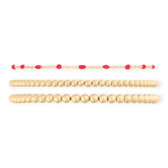 Red Daisy Juno Triple Bracelet Stack | 14K Gold Filled, Bracelets, $ 143.00, A Moment Of Now™