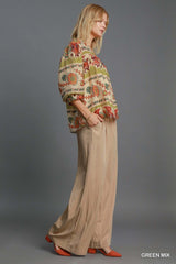 Chic Plus Size Yellow Green Border Print Blouse, Blouses, $ 61.00, A Moment Of Now™