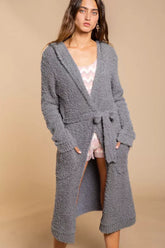 Grey Berber Fleece Tie Front Cardigan with Pockets, Cardigans, $ 43.00, A Moment Of Now™