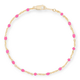 Pink Daisy Bracelet | 14K Gold Filled Enamel Chain, Bracelets, $ 52.00, A Moment Of Now™