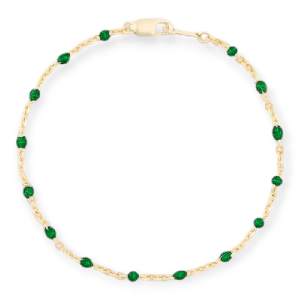 Green Daisy Bracelet | 14K Gold Filled Enamel Chain, Bracelets, $ 52.00, A Moment Of Now™