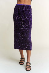 Royal Purple Sequin Back Slit Midi Skirt, Skirts, $ 45.00, A Moment Of Now™