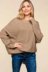 Taupe Side Slit Texture Sweater – Stylish & Cozy, Sweaters, $ 45.00, A Moment Of Now™