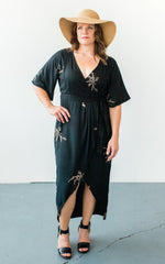 Cherry Blossom Maxi Wrap in Black + Gold | Boutique In USA, Dresses, $ 180.00, A Moment Of Now™