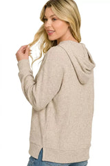 Mocha Brown Brushed Ribbed Hacci Hoodie Pullover | Boutique In USA, Hoodies, $ 32.00, A Moment Of Now™