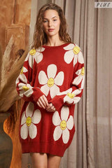 Plus Size Happy Face Print Knit Sweater with Pockets, Sweater Dresses, $ 96.95, A Moment Of Now™