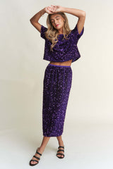 Royal Purple Sequin Back Slit Midi Skirt, Skirts, $ 45.00, A Moment Of Now™
