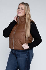 Stylish Plus Size Puffer Vest Jacket - Cozy & Functional, Puffer Vests, $ 35.00, A Moment Of Now™