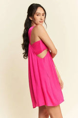 Hot Pink Washed Satin Cutout Bandeau Mini Dress, Dresses, $ 59.00, A Moment Of Now™