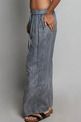 Grey Tassel Drawstring Embroidered Wide Leg Woven Pants | Boutique In USA, Pants, $ 57.00, A Moment Of Now™